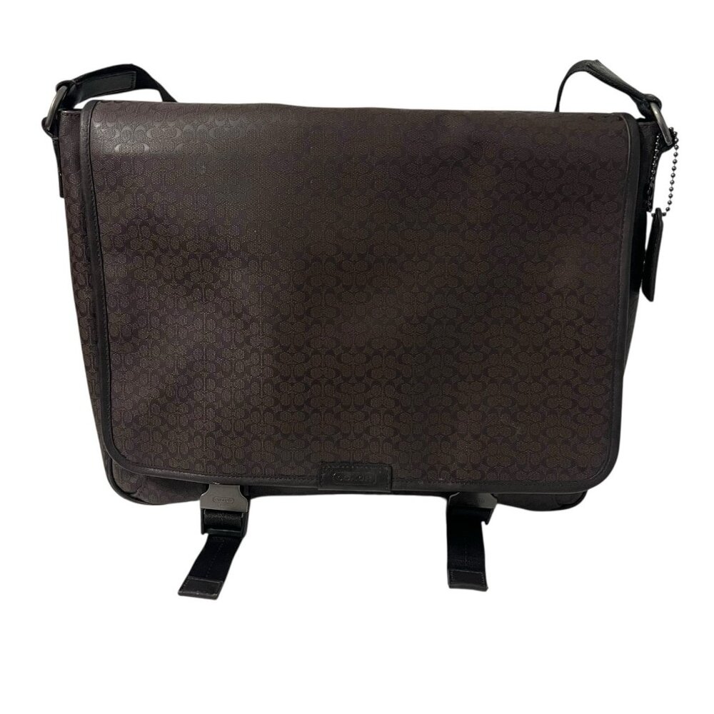 Coach Heritage Signature Black Unisex Messenger Bag F70809 Hangtag PVC Leather